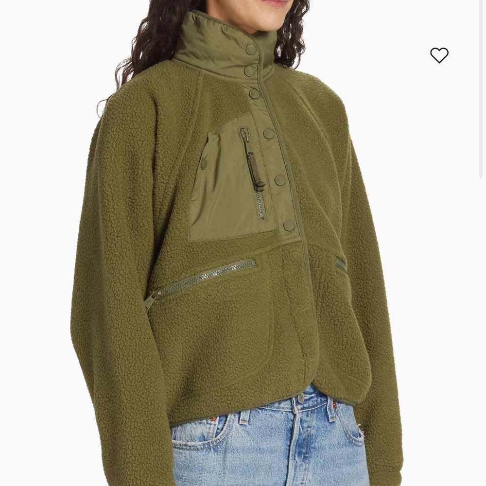 Free People hit the slopes fleece jacket army green